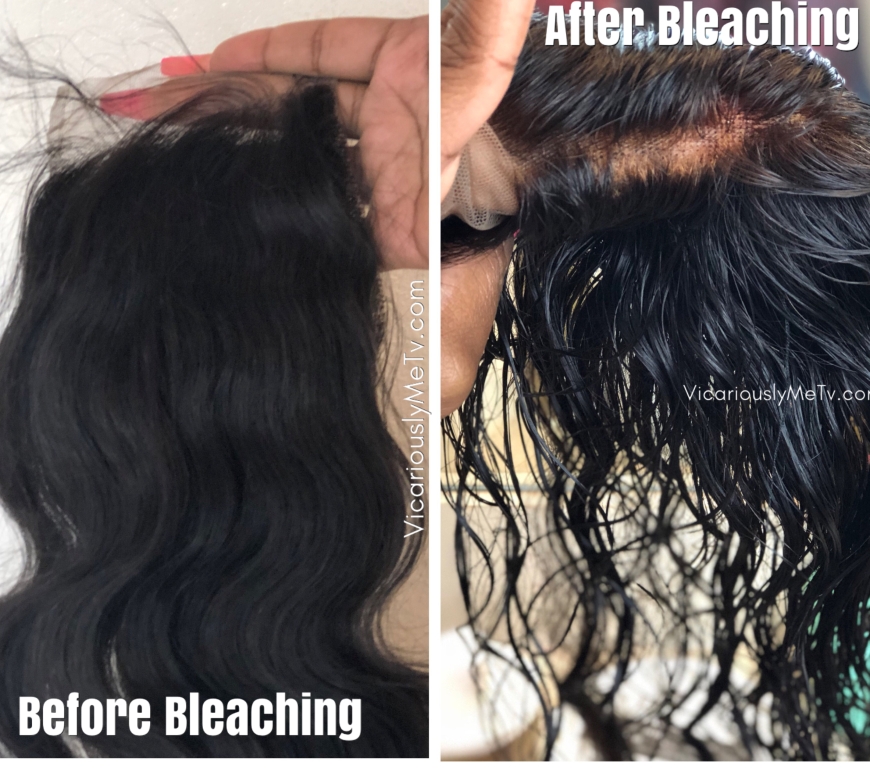 How to bleach knots on closure befefore and after